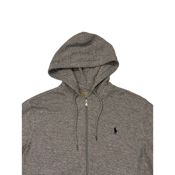 Polo Ralph Lauren Sweatshirt Hoodie Men Medium Gray Performance Full Zip Pockets - Picture 3 of 9